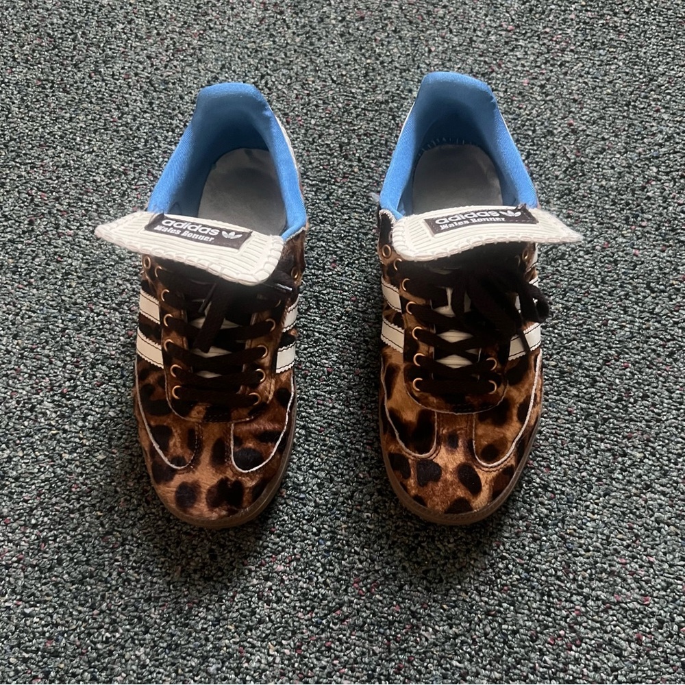 WALES BONNER X ADIDAS Pony Hair Leopard & Blue Interior Samba Shoe Sneakers Sz 8 - Picture 12 of 16